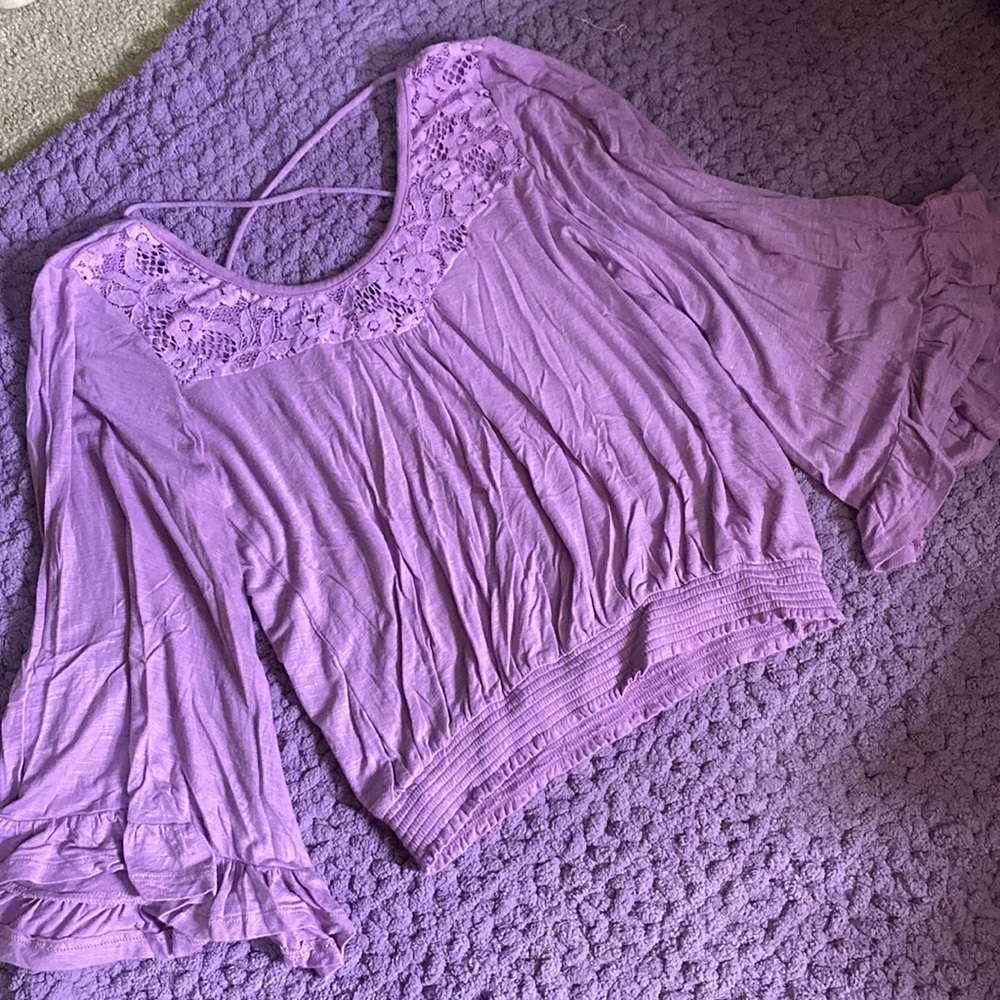 Purple Flowy Long Sleeve Shirt